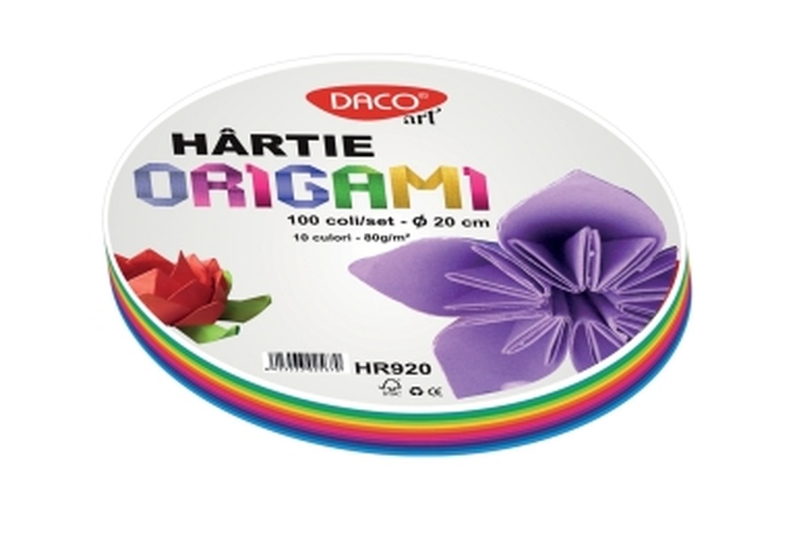 Hartie Origami rotunda 20 cm, 100 coli/set, Daco