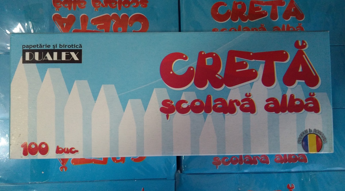 Creta scolara alba, patrata, 100 bucati/cutie albastra, Dualex