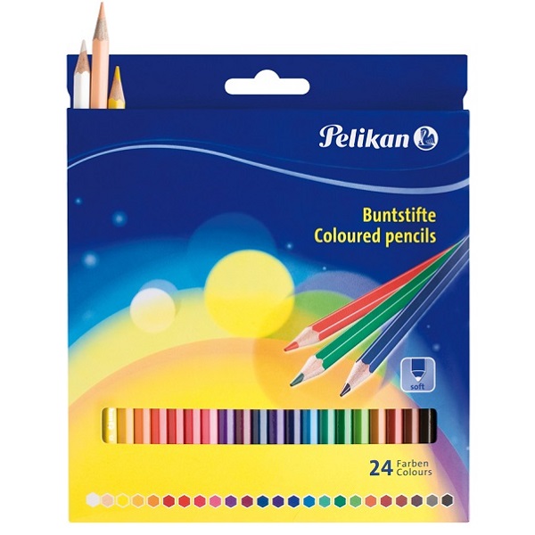 Creioane colorate 24 culori, Pelikan, lemn, hexagonale