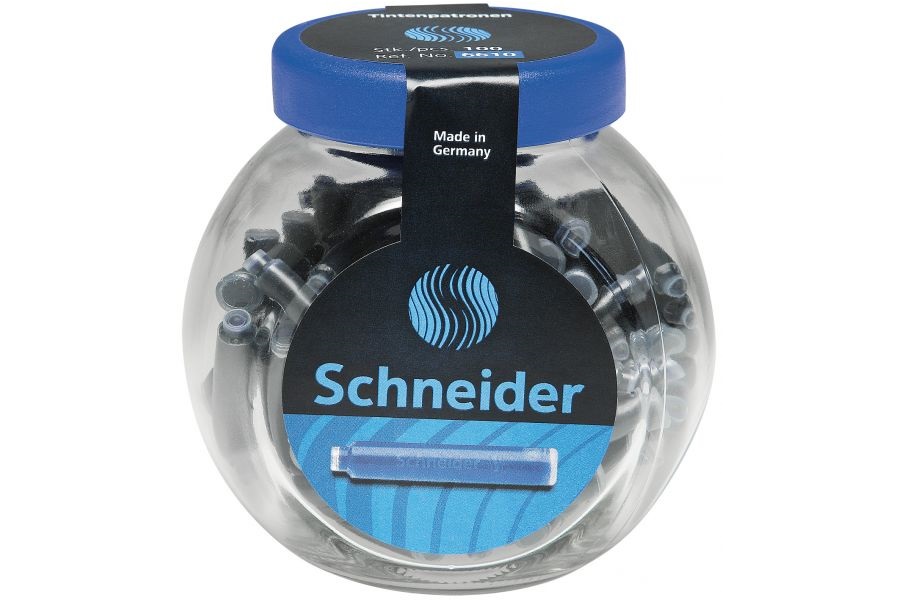 Patron cerneala, Schneider, scurt, albastru, 30 buc / borcan sticla