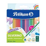 Creioane colorate Silverino lacuite cu grip 24cul/set Pelikan 700665