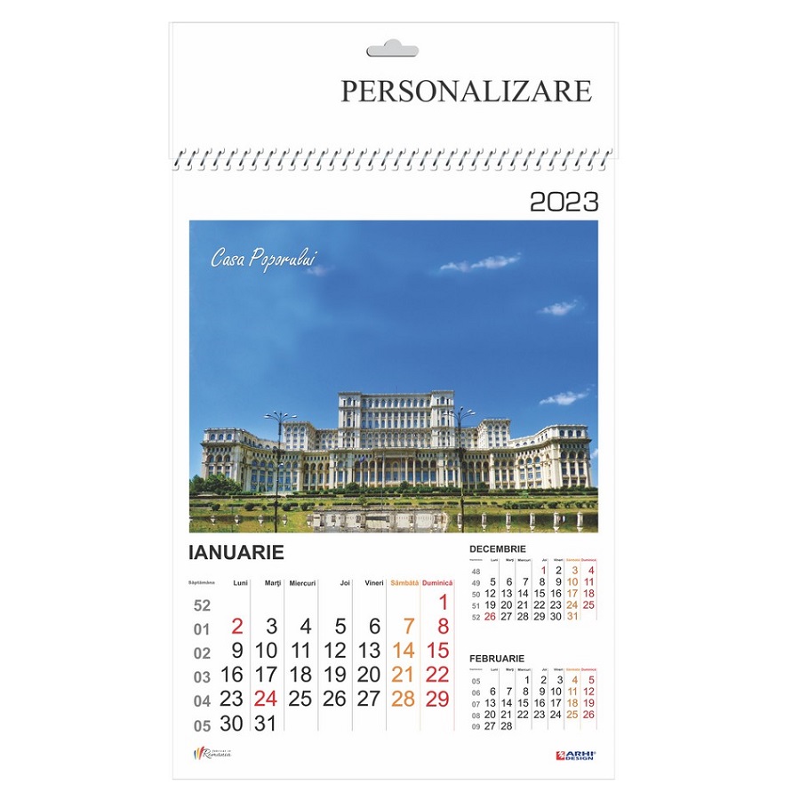Calendar A3 policromie Romania 12 coli 2023 Arhi