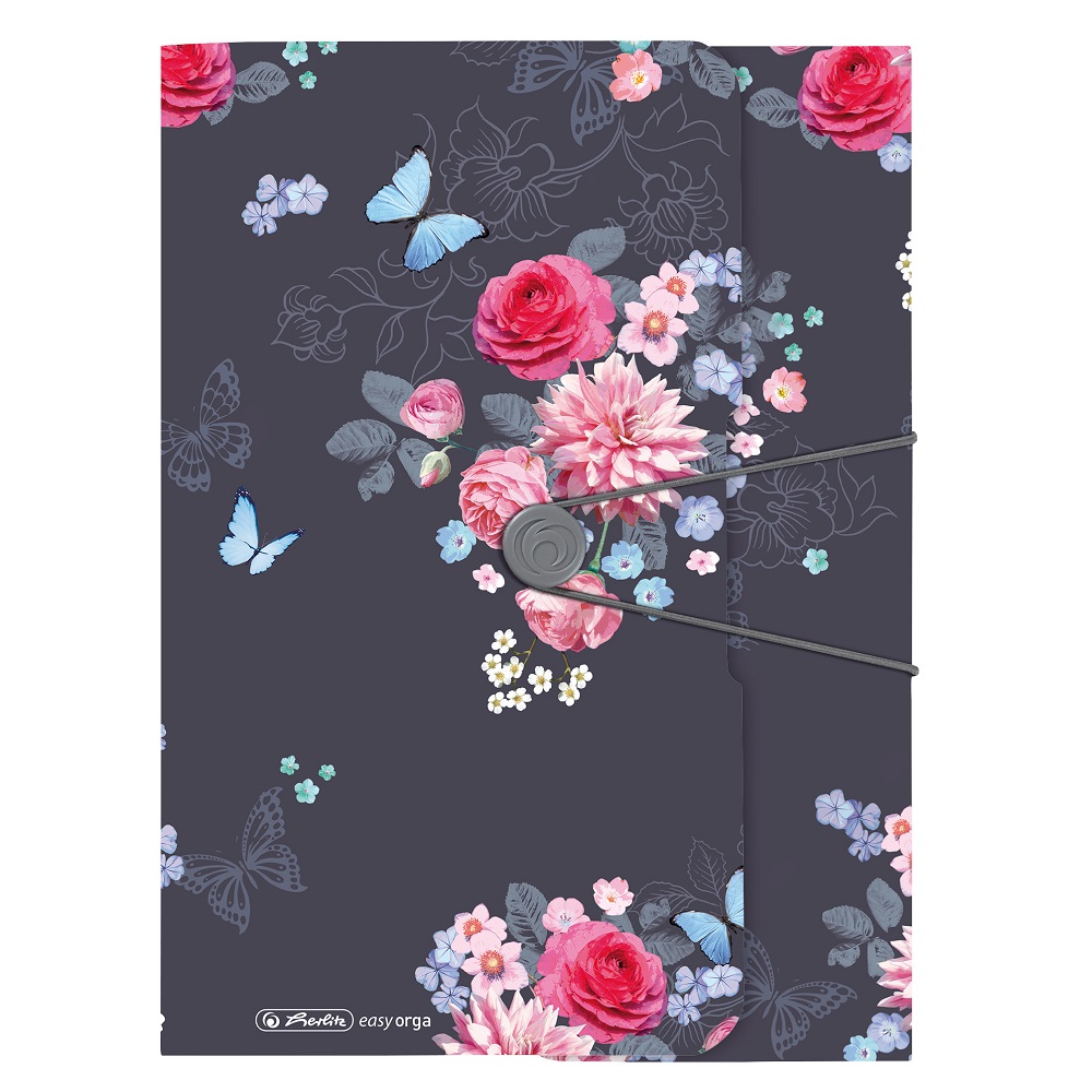 Dosar mapa A4, inchidere cu elastic, motiv Ladylike Flowers Herlitz 50021598