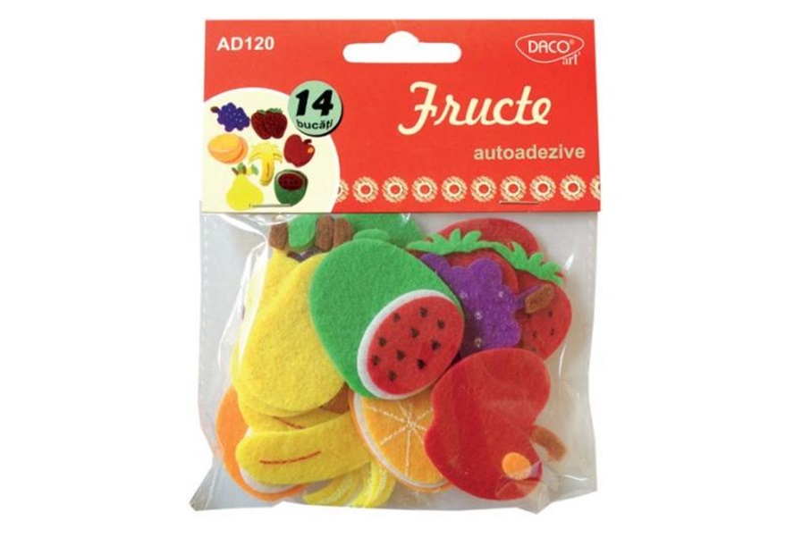 Set creativ craft, fetru adeziv, fructe, Daco AD120
