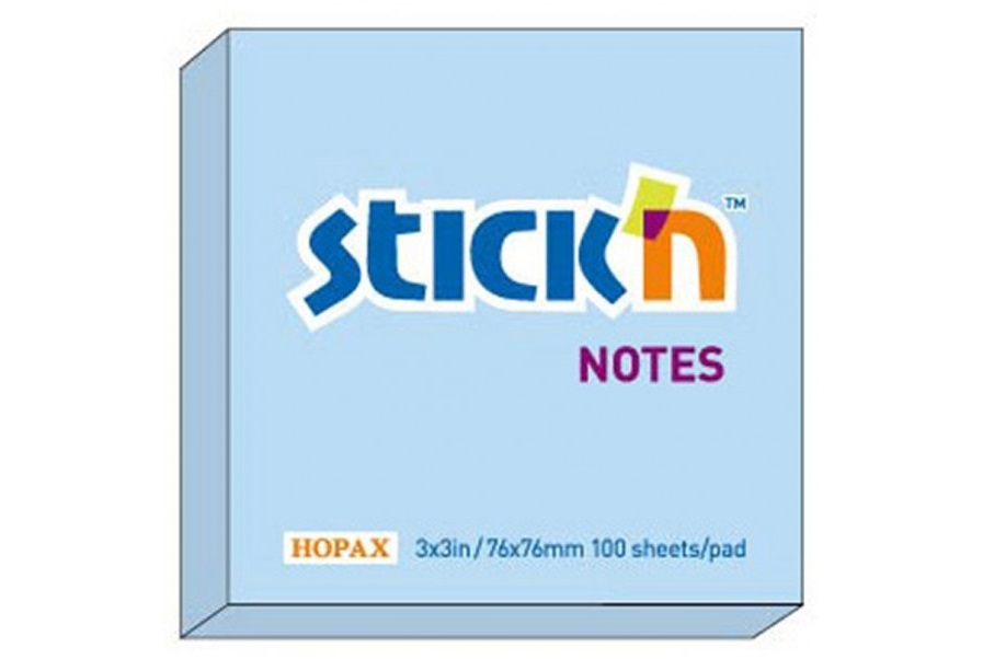 Notes adeziv, 76x76 mm, albastru pastel, 100 file, Hopax