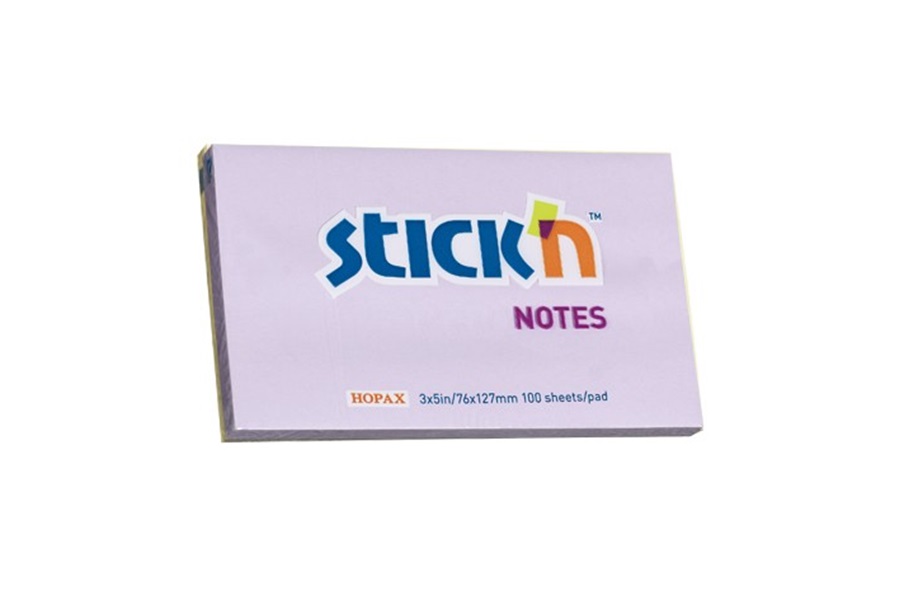 Notes adeziv, 76x127 mm, lila pastel, 100 file, Stick n