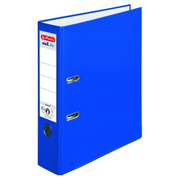 Biblioraft plastifiat A4, 8 cm, albastru, Herlitz, PP exterior