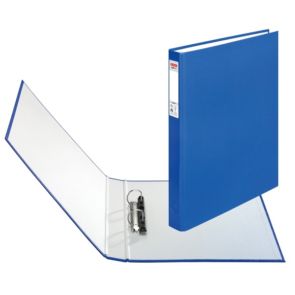 Caiet mecanic A4, 2 inele, 4 cm, albastru, Herlitz, carton plastifiat exterior