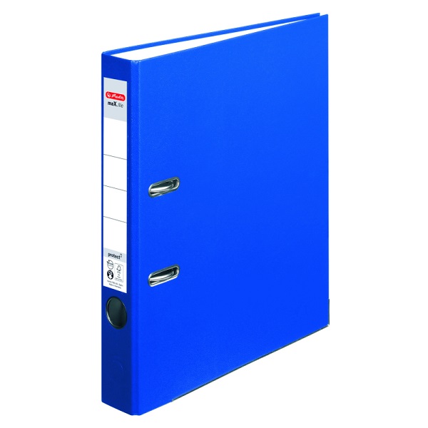 Biblioraft plastifiat A4, 5 cm, albastru, Herlitz, PP exterior