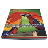 Hartie colorata A4, Daco, mixt 10 culori, 100 coli/top, 80g/mp HR801