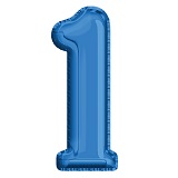Balon Cifra 1 40 cm din folie aluminiu albastru