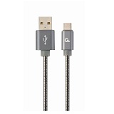 Cablu date Gembird USB 2.0 to Type C premium 2m, metalic CC-USB2S-AMCM-2M-BG
