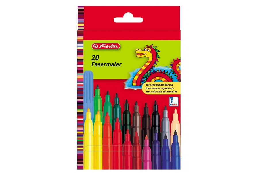 Carioca standard, 20 culori, varf 2 mm, Herlitz