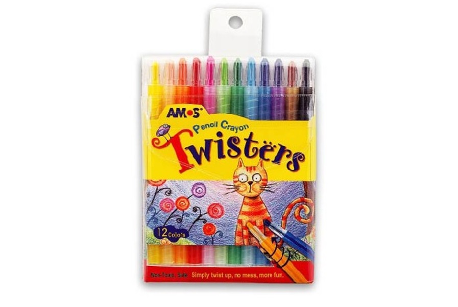 Creioane cerate 12 culori, Twist Amos, corp plastic, retractabil